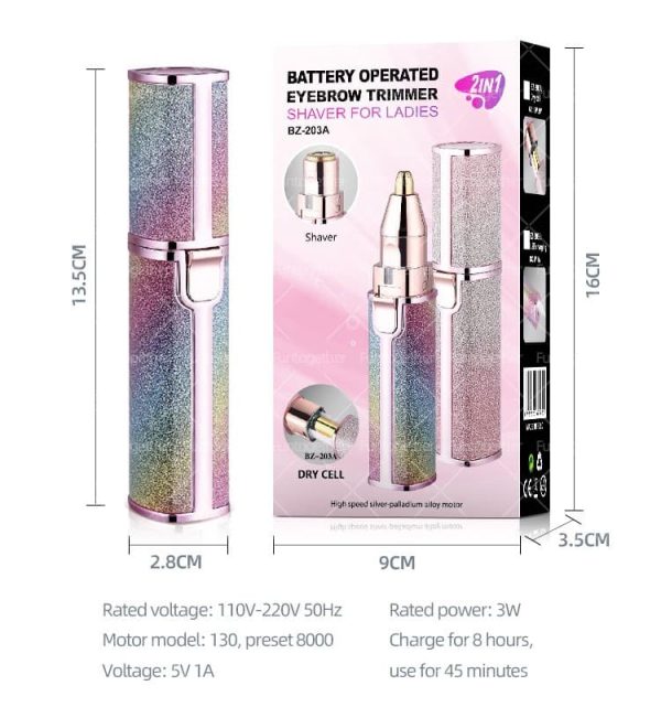 Electric Eyebrow Trimmer & Shaver Model 203a – Rechargeable, Painless Hair Removal For Women