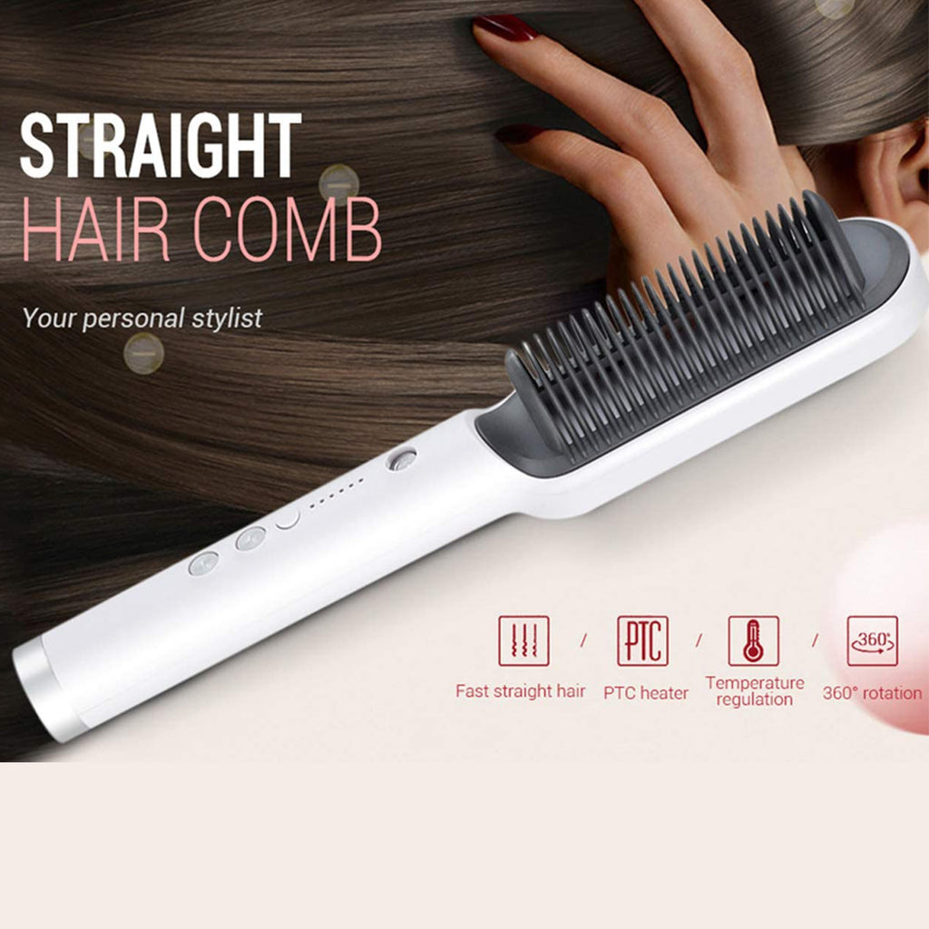 3 Featured (1) Purple Hair Straightener Comb & (1) Black Straight Hair Comb, Hot Air Brush Electric Hair Dryer Blower Straightening Curling Hairdryer Brush Hair Roller Styling.