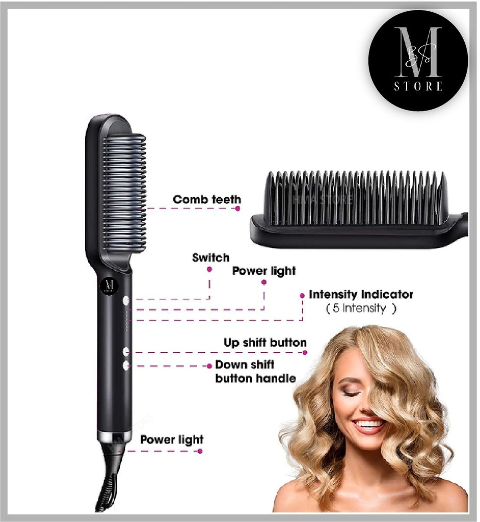 3 Featured (1) Purple Hair Straightener Comb & (1) Black Straight Hair Comb, Hot Air Brush Electric Hair Dryer Blower Straightening Curling Hairdryer Brush Hair Roller Styling.