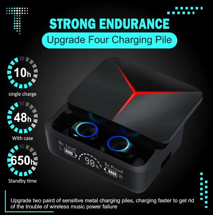 M10 TWS Bluetooth 5.3 Headphones 3500mAh M10 Black Pro Bluetooth, 5.1 Model Charging Box Wireless Earphones With Mic 9D Stereo Sports Waterproof Earbuds Headset
