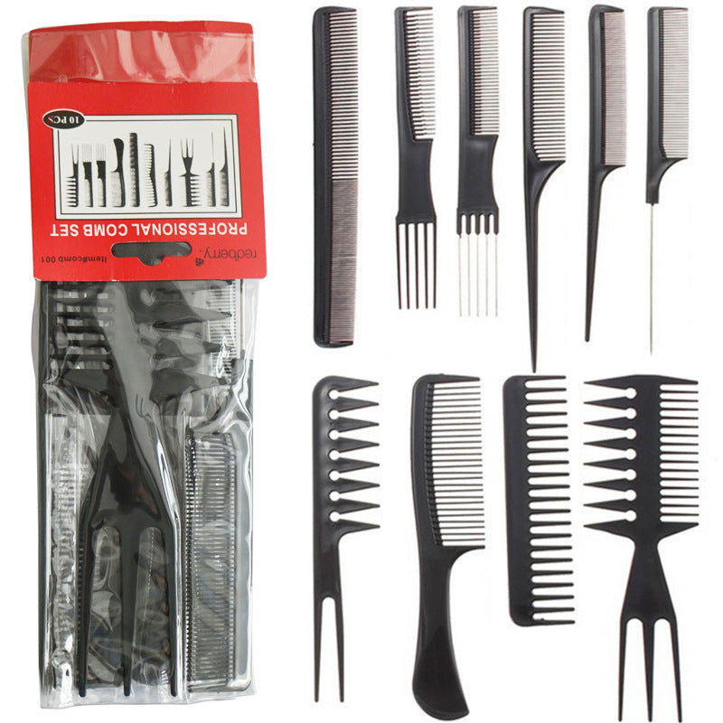 Pack of 10-Professional Hairdressing Combs For Women & Men Stylist Anti-static Hairdressing Combs Multifunctional Barber Set