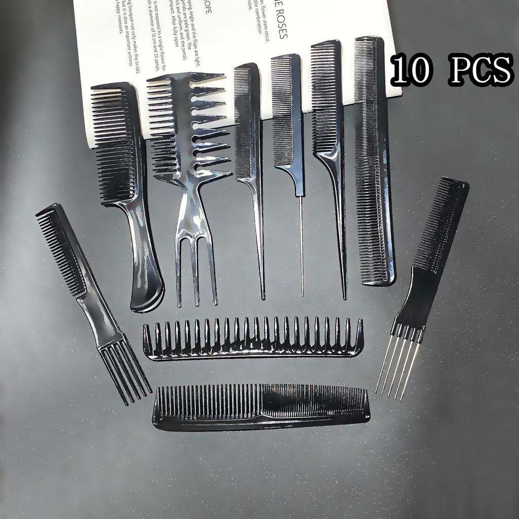 Pack of 10-Professional Hairdressing Combs For Women & Men Stylist Anti-static Hairdressing Combs Multifunctional Barber Set