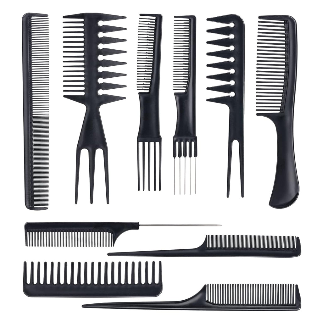 Pack of 10-Professional Hairdressing Combs For Women & Men Stylist Anti-static Hairdressing Combs Multifunctional Barber Set