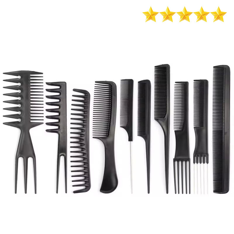 Pack of 10-Professional Hairdressing Combs For Women & Men Stylist Anti-static Hairdressing Combs Multifunctional Barber Set