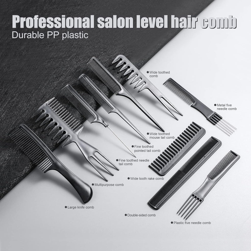 Pack of 10-Professional Hairdressing Combs For Women & Men Stylist Anti-static Hairdressing Combs Multifunctional Barber Set