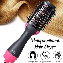 Load image into Gallery viewer, 3 Featured (1) Purple Hair Straightener Comb &amp; (1) Black Straight Hair Comb, Hot Air Brush Electric Hair Dryer Blower Straightening Curling Hairdryer Brush Hair Roller Styling.