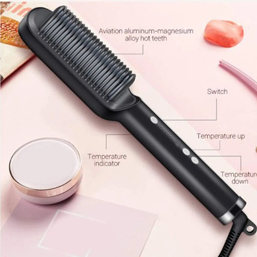 3 Featured (1) Purple Hair Straightener Comb & (1) Black Straight Hair Comb, Hot Air Brush Electric Hair Dryer Blower Straightening Curling Hairdryer Brush Hair Roller Styling.