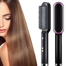 3 Featured (1) Purple Hair Straightener Comb & (1) Black Straight Hair Comb, Hot Air Brush Electric Hair Dryer Blower Straightening Curling Hairdryer Brush Hair Roller Styling.