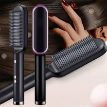 Load image into Gallery viewer, 3 Featured (1) Purple Hair Straightener Comb &amp; (1) Black Straight Hair Comb, Hot Air Brush Electric Hair Dryer Blower Straightening Curling Hairdryer Brush Hair Roller Styling.