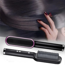 Load image into Gallery viewer, 3 Featured (1) Purple Hair Straightener Comb &amp; (1) Black Straight Hair Comb, Hot Air Brush Electric Hair Dryer Blower Straightening Curling Hairdryer Brush Hair Roller Styling.