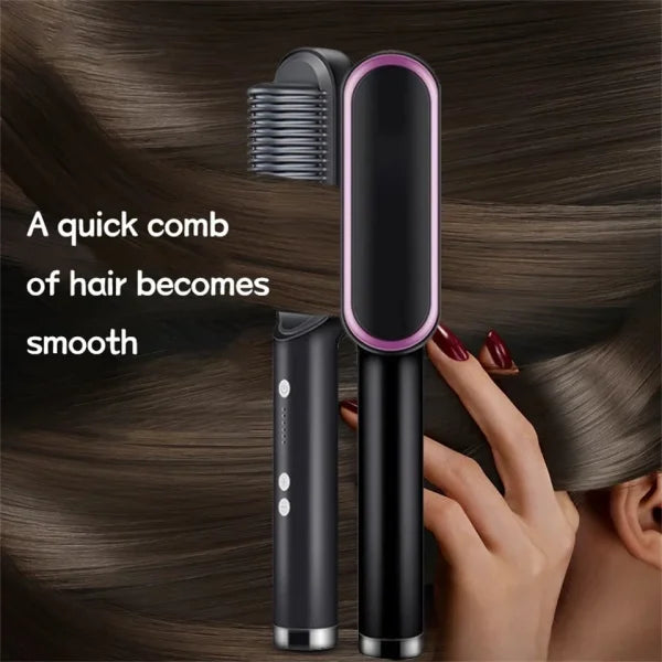 3 Featured (1) Purple Hair Straightener Comb & (1) Black Straight Hair Comb, Hot Air Brush Electric Hair Dryer Blower Straightening Curling Hairdryer Brush Hair Roller Styling.