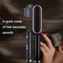 Load image into Gallery viewer, 3 Featured (1) Purple Hair Straightener Comb &amp; (1) Black Straight Hair Comb, Hot Air Brush Electric Hair Dryer Blower Straightening Curling Hairdryer Brush Hair Roller Styling.