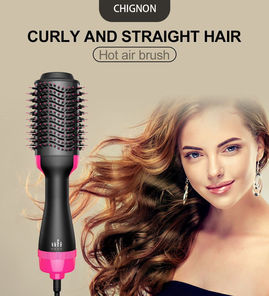 3 Featured (1) Purple Hair Straightener Comb & (1) Black Straight Hair Comb, Hot Air Brush Electric Hair Dryer Blower Straightening Curling Hairdryer Brush Hair Roller Styling.