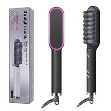 Load image into Gallery viewer, 3 Featured (1) Purple Hair Straightener Comb &amp; (1) Black Straight Hair Comb, Hot Air Brush Electric Hair Dryer Blower Straightening Curling Hairdryer Brush Hair Roller Styling.