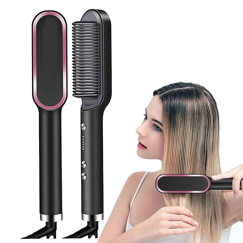 3 Featured (1) Purple Hair Straightener Comb & (1) Black Straight Hair Comb, Hot Air Brush Electric Hair Dryer Blower Straightening Curling Hairdryer Brush Hair Roller Styling.