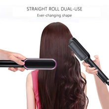 Load image into Gallery viewer, 3 Featured (1) Purple Hair Straightener Comb &amp; (1) Black Straight Hair Comb, Hot Air Brush Electric Hair Dryer Blower Straightening Curling Hairdryer Brush Hair Roller Styling.